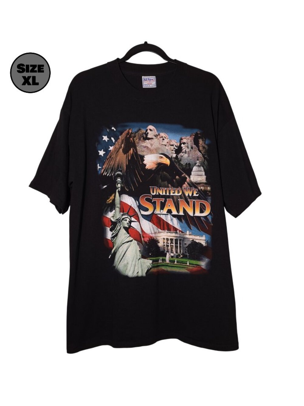 VINTAGE United We Stand USED Shirt (XL, USA, Eagle, White House, Single Stitch)